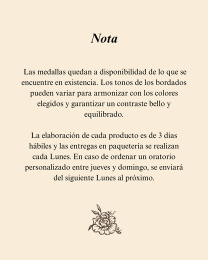 Oratorio personalizado de 1 bordado